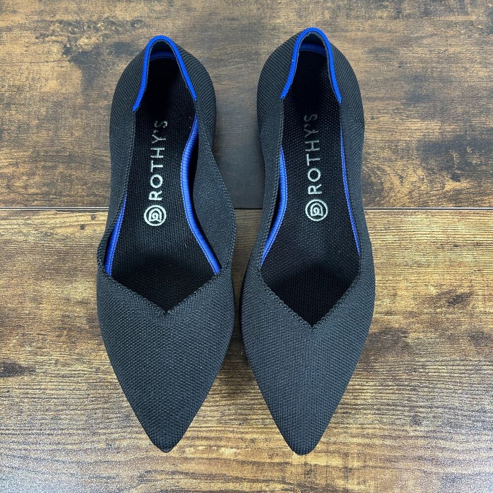ROTHY’S The Point II Black Flats In Love Insole 10.5 Quiet Luxury Casual Chic - Picture 1 of 7